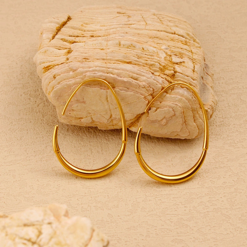 Golden Arc Minimal Hoop Earrings