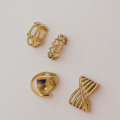 Golden Harmony Ring Set (Set of 4 Rings)