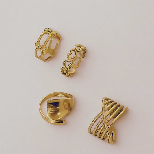 Golden Harmony Ring Set (Set of 4 Rings)