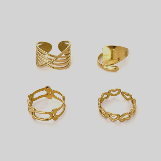 Golden Harmony Ring Set (Set of 4 Rings)
