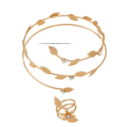 Golden Leaf Vine Arm Ring and Finger Ring