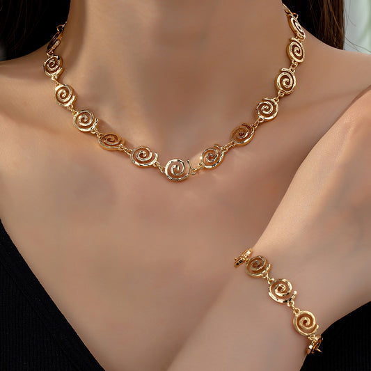 Golden Spiral Necklace and Bracelet set