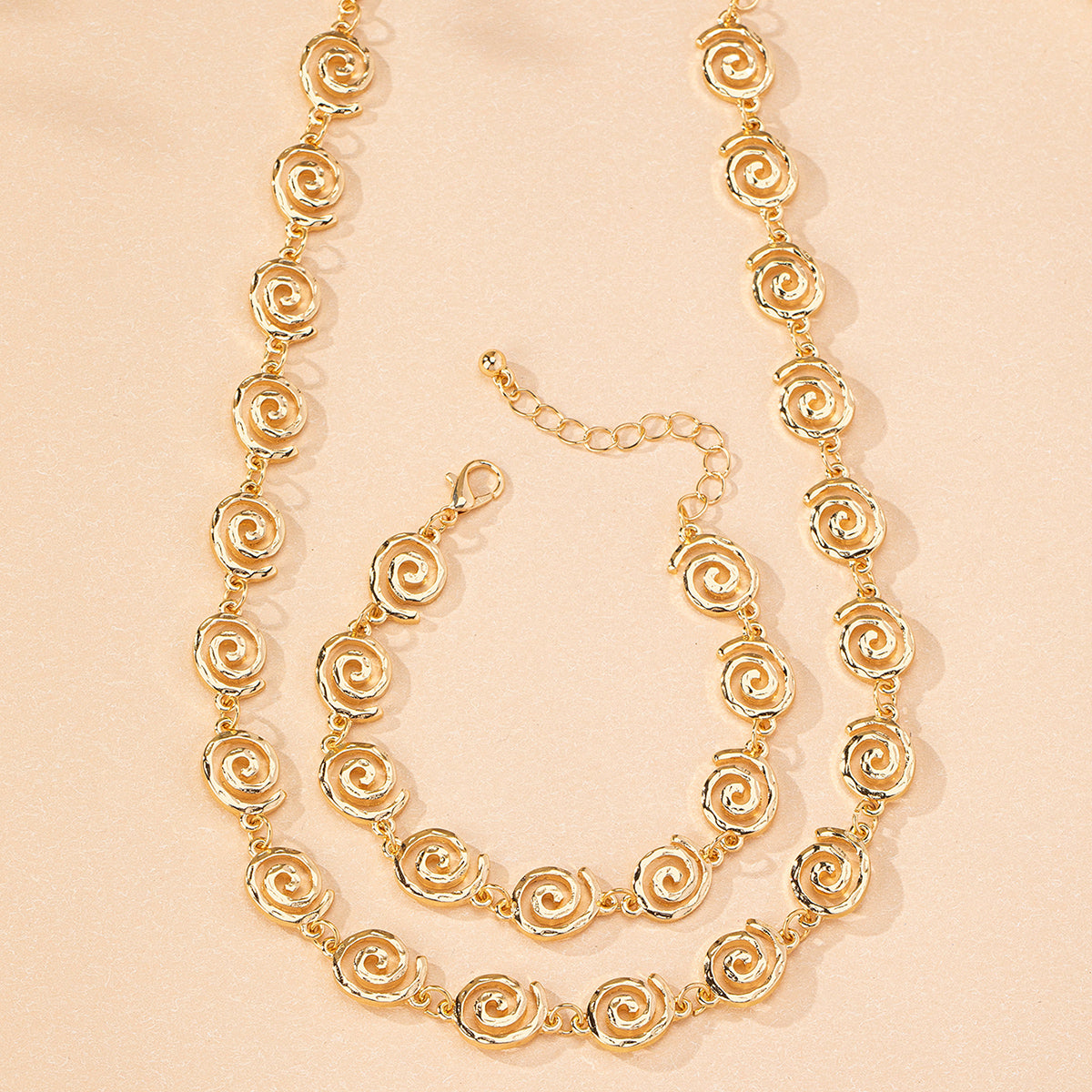 Golden Spiral Necklace and Bracelet set