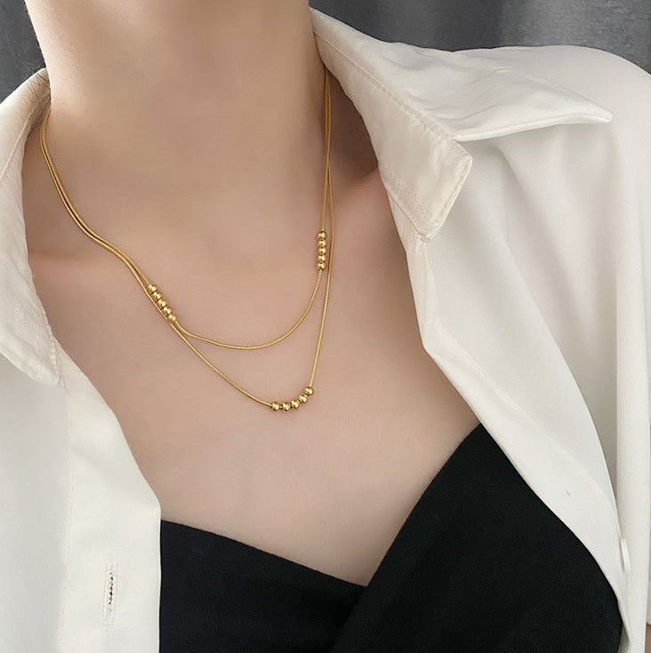 Layered Necklace with Beads
