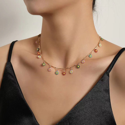 Cute Flower Alloy Plating Necklace