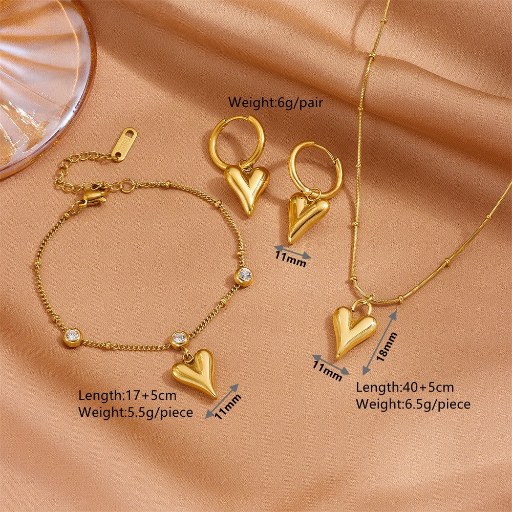 Heart Shape Zircon Necklace Set