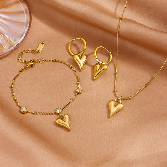 Heart Shape Zircon Necklace Set