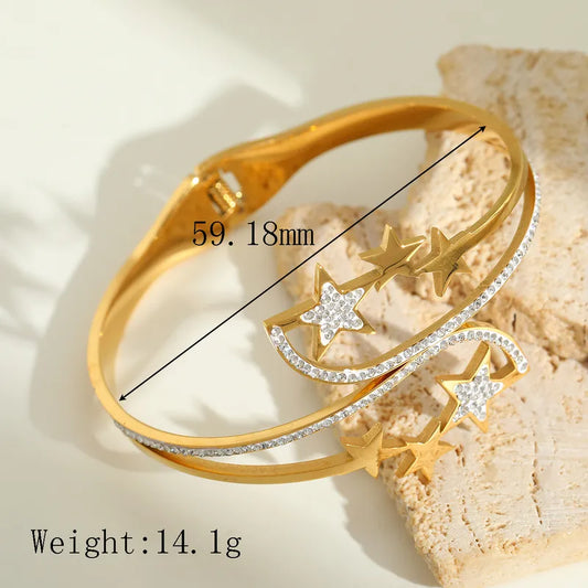 Sparkling Gold Pentagram Bangle