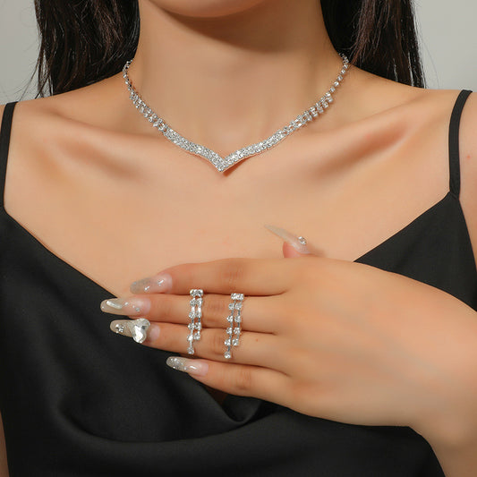Tassel Rhinestone Alloy Necklace Set