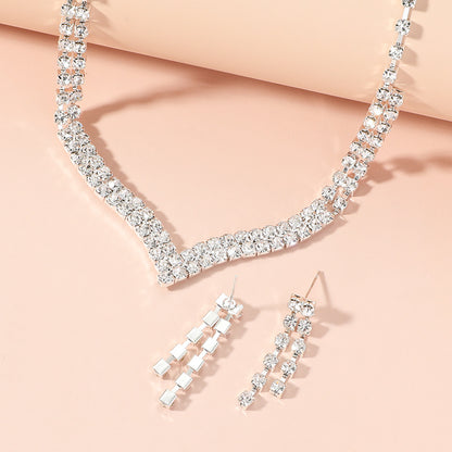 Tassel Rhinestone Alloy Necklace Set