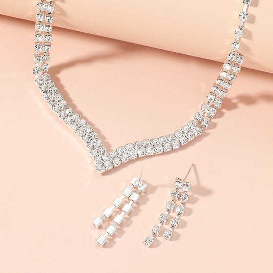 Tassel Rhinestone Alloy Necklace Set