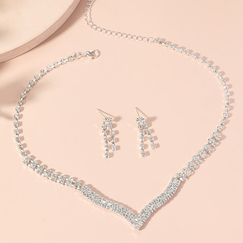 Tassel Rhinestone Alloy Necklace Set