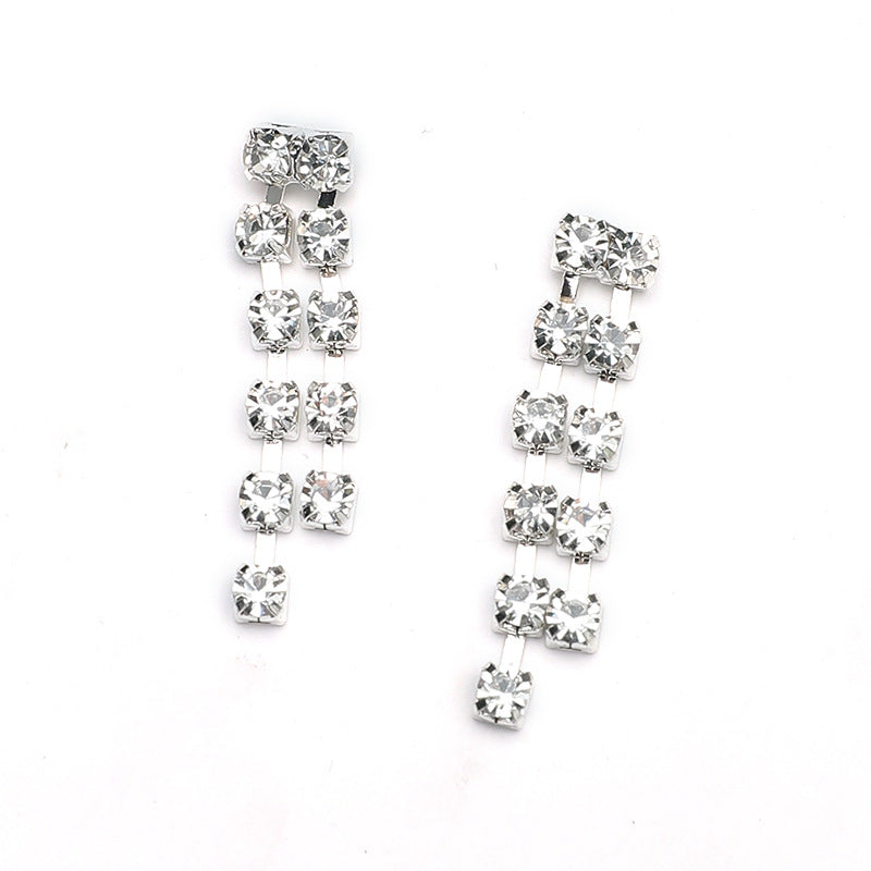 Tassel Rhinestone Alloy Necklace Set