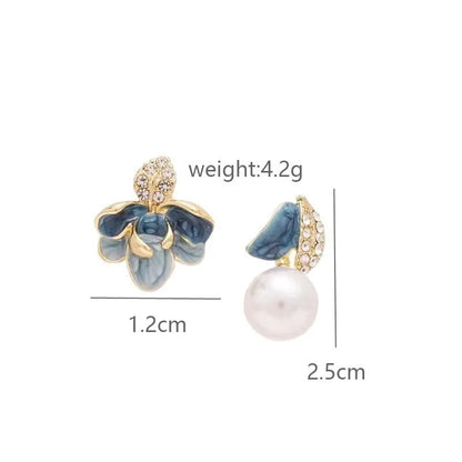 Asymmetrical Bloom & Pearl Earrings