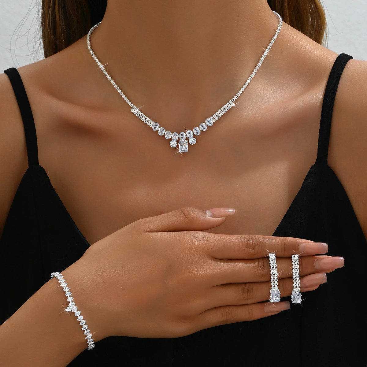 Dazzling Necklace Bracelet Earring Set