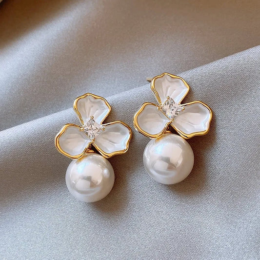 Floral Pearl Drop Earrings