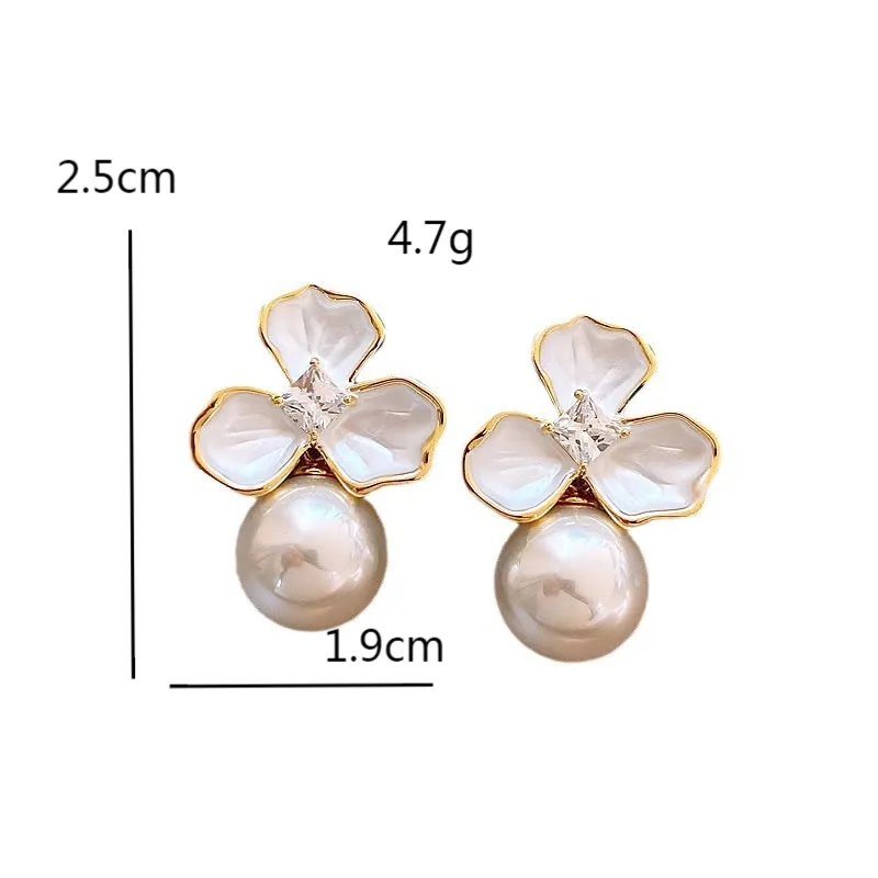 Floral Pearl Drop Earrings