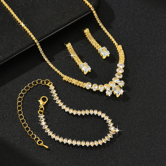 Glimmering Necklace Bracelet Earring Set