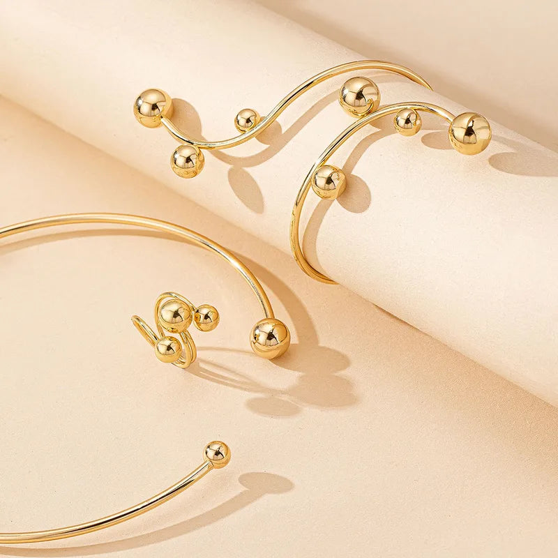 Golden Ball Choker, Bracelet, and Ring Set