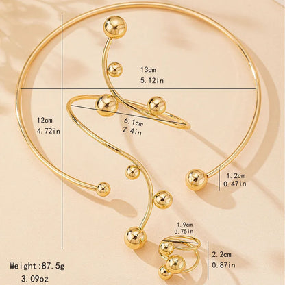 Golden Ball Choker, Bracelet, and Ring Set