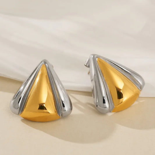 Golden Triangle Dual Tone Earrings