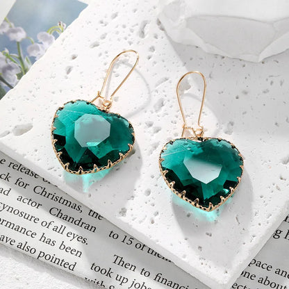 Heart Shape Artificial Crystal Alloy Drop Earrings