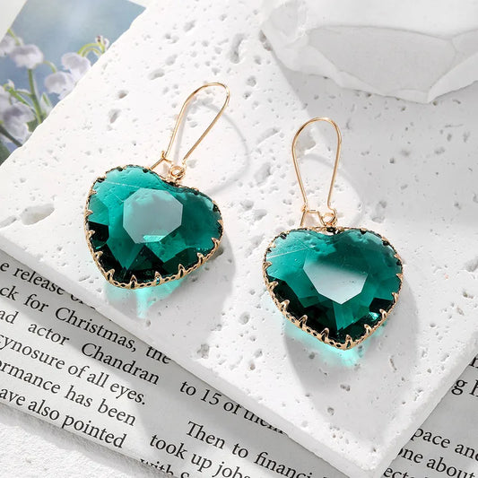 Heart Shape Artificial Crystal Alloy Drop Earrings