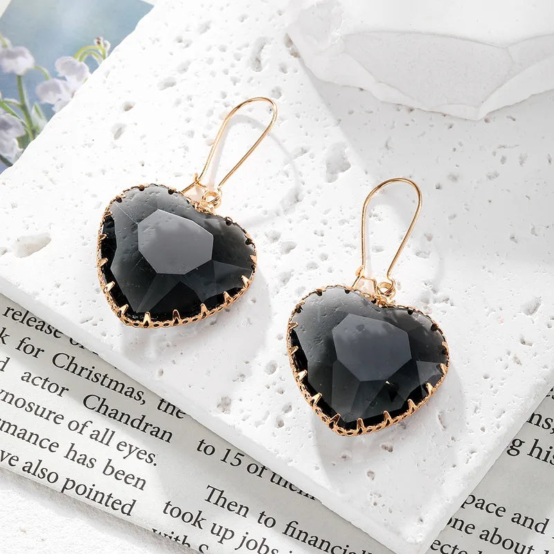 Heart Shape Artificial Crystal Alloy Drop Earrings
