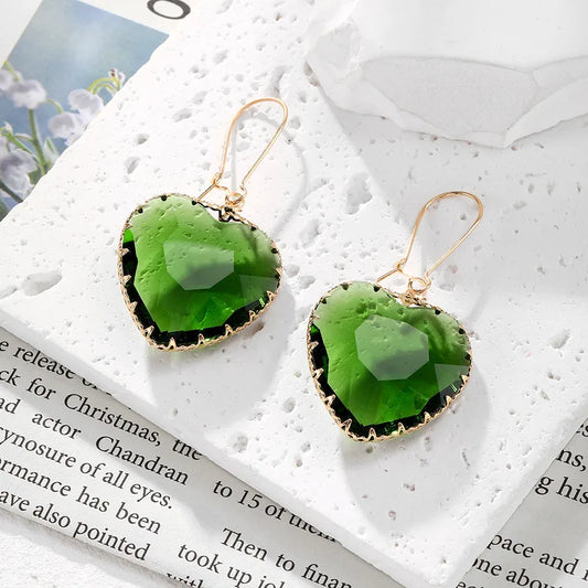 Heart Shape Artificial Crystal Alloy Drop Earrings