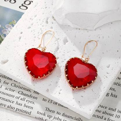 Heart Shape Artificial Crystal Alloy Drop Earrings