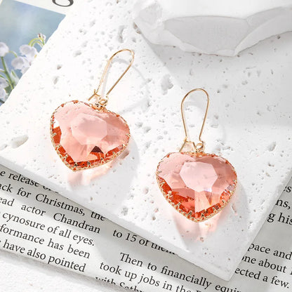 Heart Shape Artificial Crystal Alloy Drop Earrings