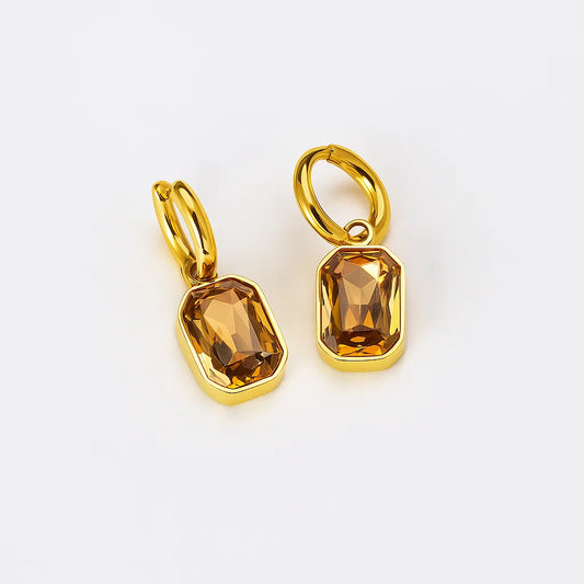 Honey Bezel Drop Earrings