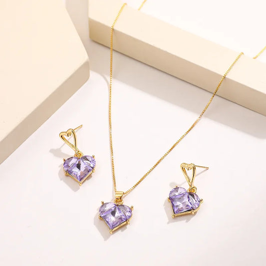 Luminous Heart Necklace Earring Set