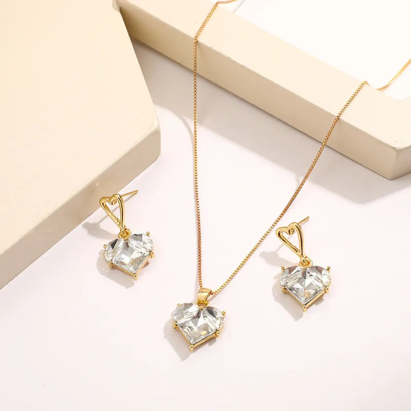 Luminous Heart Necklace Earring Set