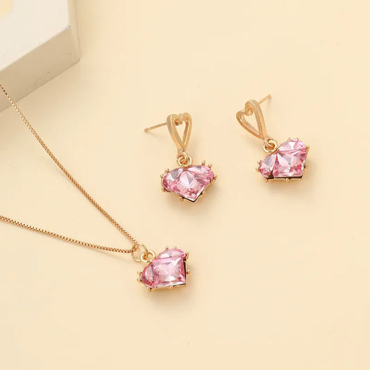 Luminous Heart Necklace Earring Set