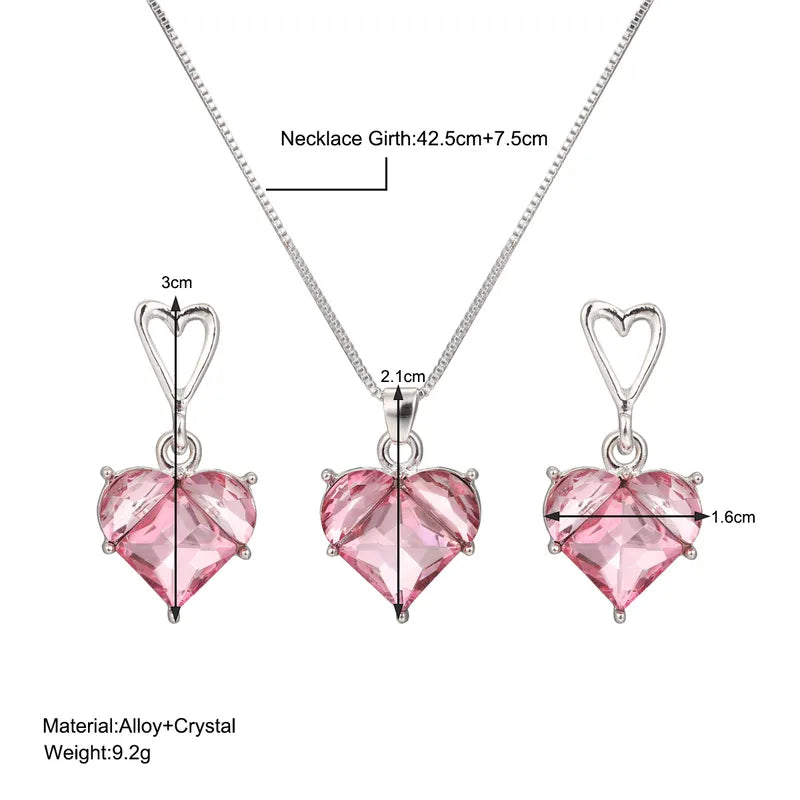 Luminous Heart Necklace Earring Set