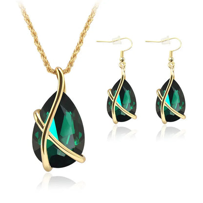 Petal Drop Necklace Earrings Set