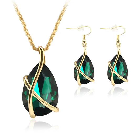 Petal Drop Necklace Earrings Set