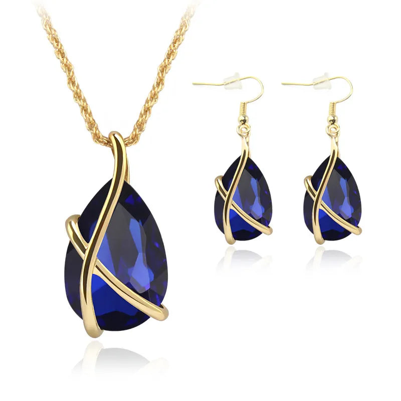 Petal Drop Necklace Earrings Set