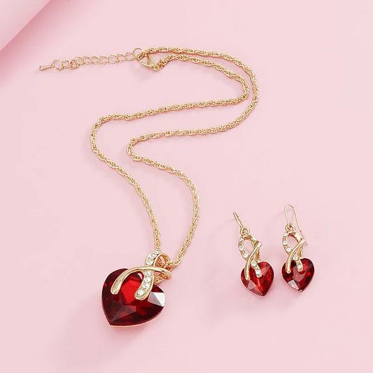 Swirling Heart Necklace Earrings Set
