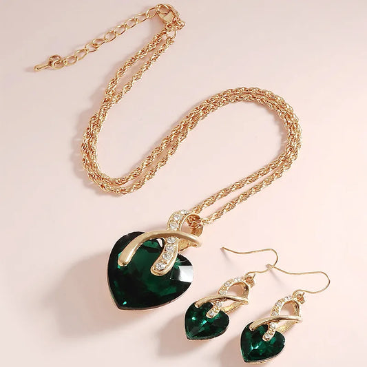 Swirling Heart Necklace Earrings Set