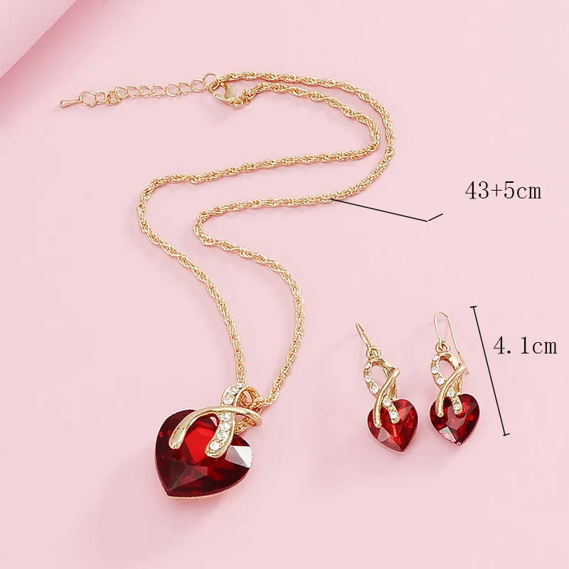 Swirling Heart Necklace Earrings Set