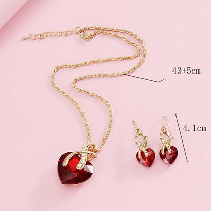Swirling Heart Necklace Earrings Set