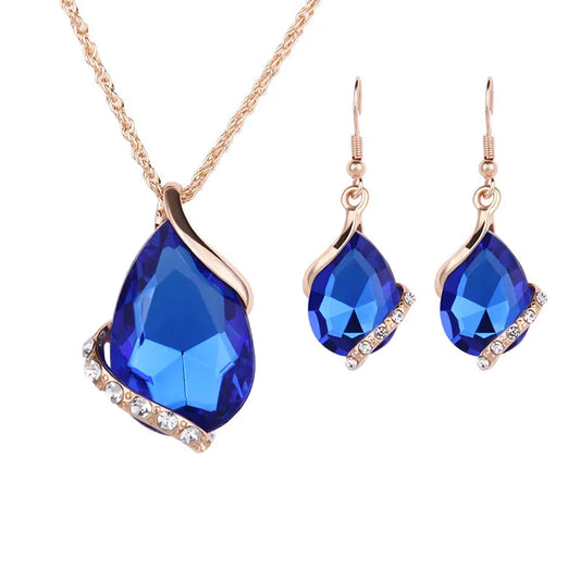 Urban Drop Zircon Women's Earrings Necklace Set