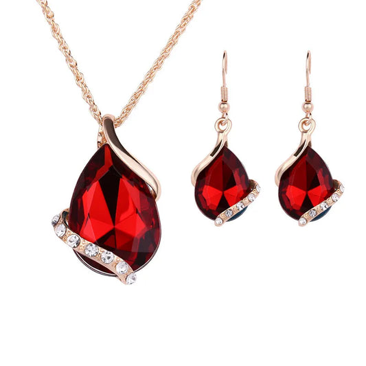 Urban Drop Zircon Women's Earrings Necklace Set