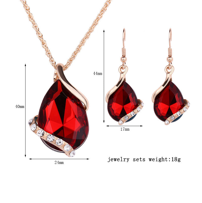Urban Drop Zircon Women's Earrings Necklace Set