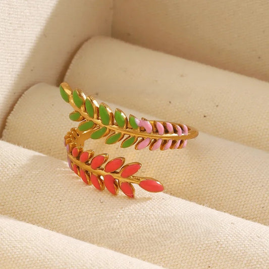 Multicolor Leaf Ring