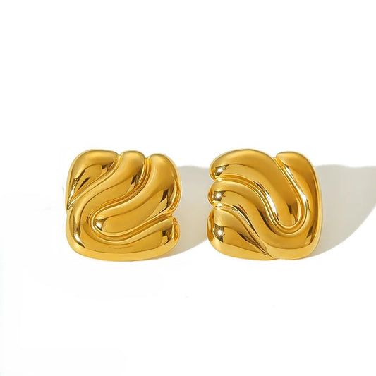 Square Twisted Dome Ear Studs