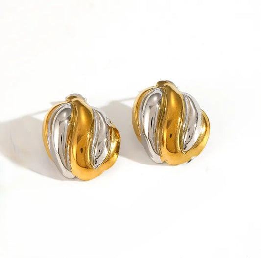 Dual Tone Twisted Dome Ear studs