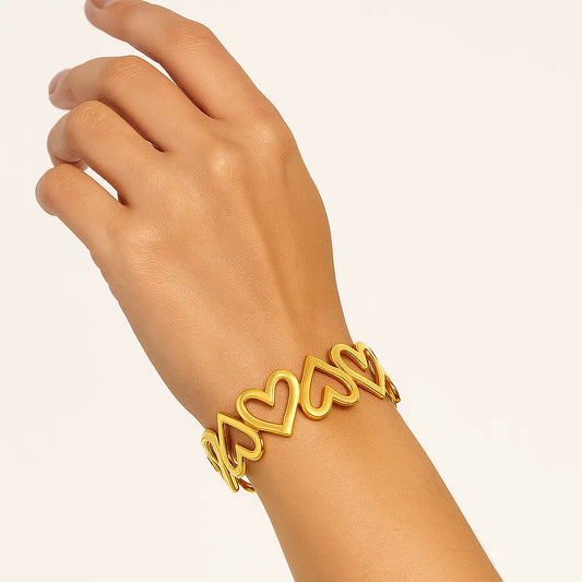 Connected Heart Cuff Bracelet